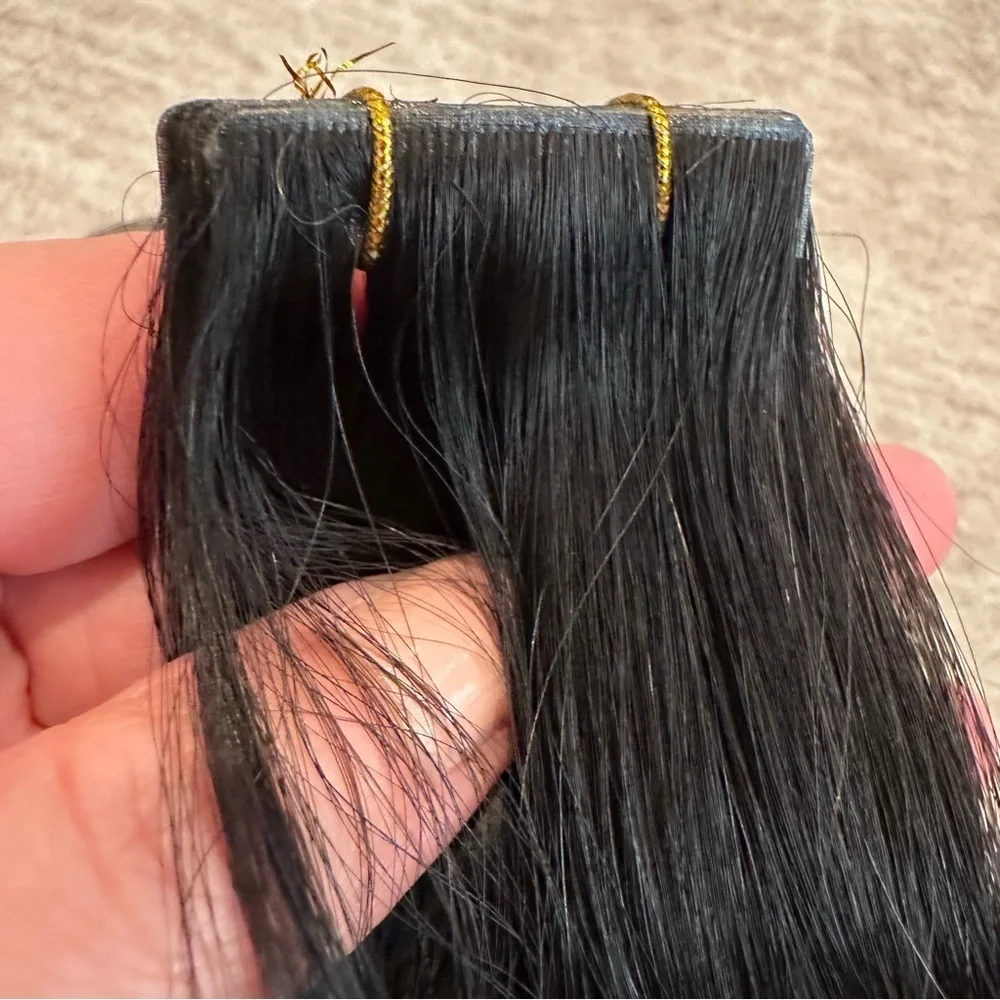 ⭐️ 20” Natural Black Invisi‎ Edge Tape in Human Hair Extensions 30g 10pcs #RD7